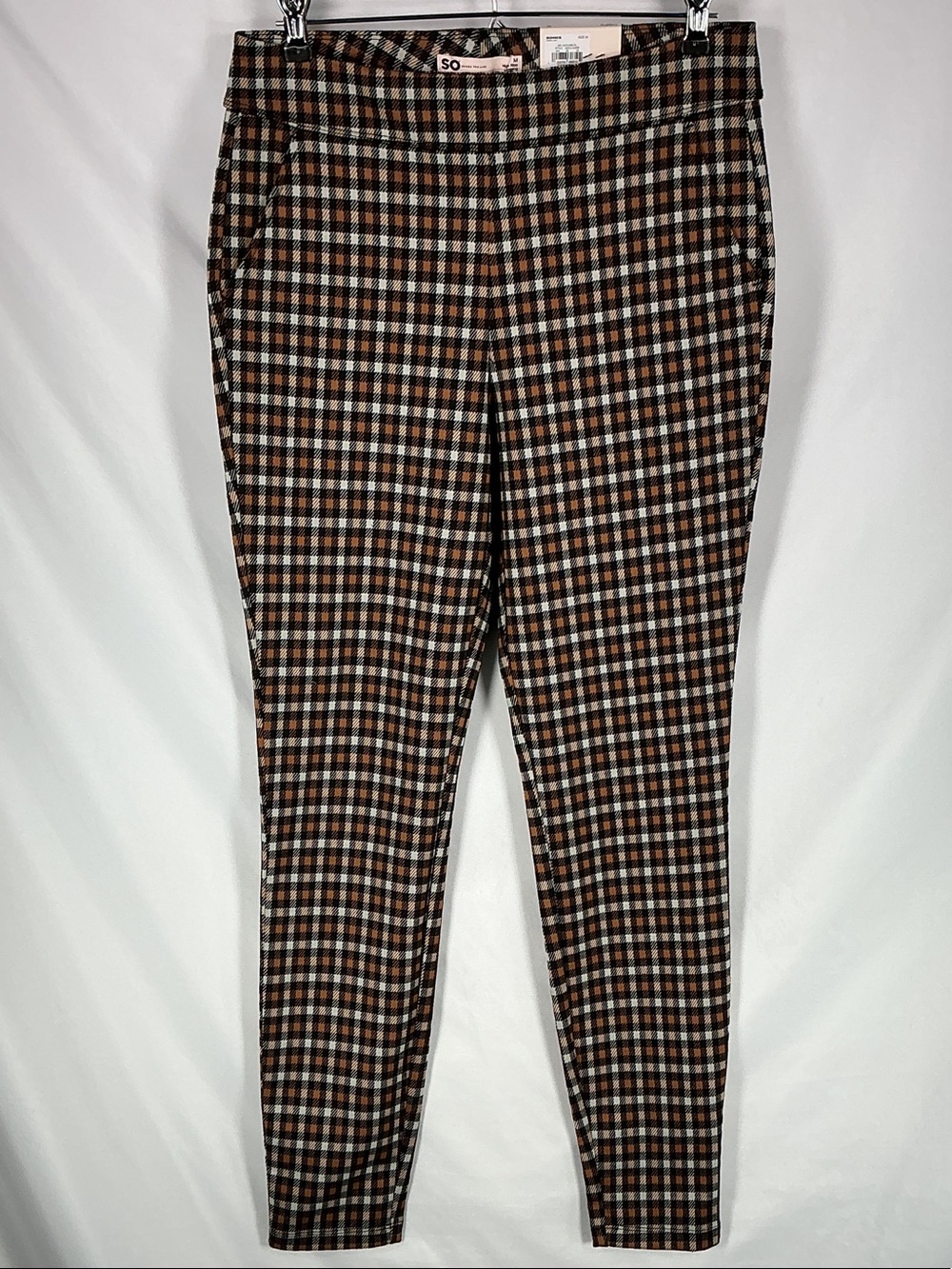 SO NWT Plaid Leggings in Brown, Black & Cream Medium